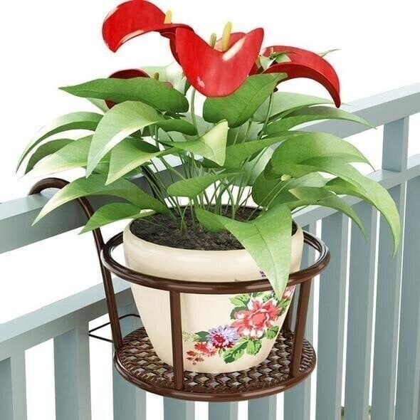 Hanging Plant Basket Iron No-Drill Railing Hook