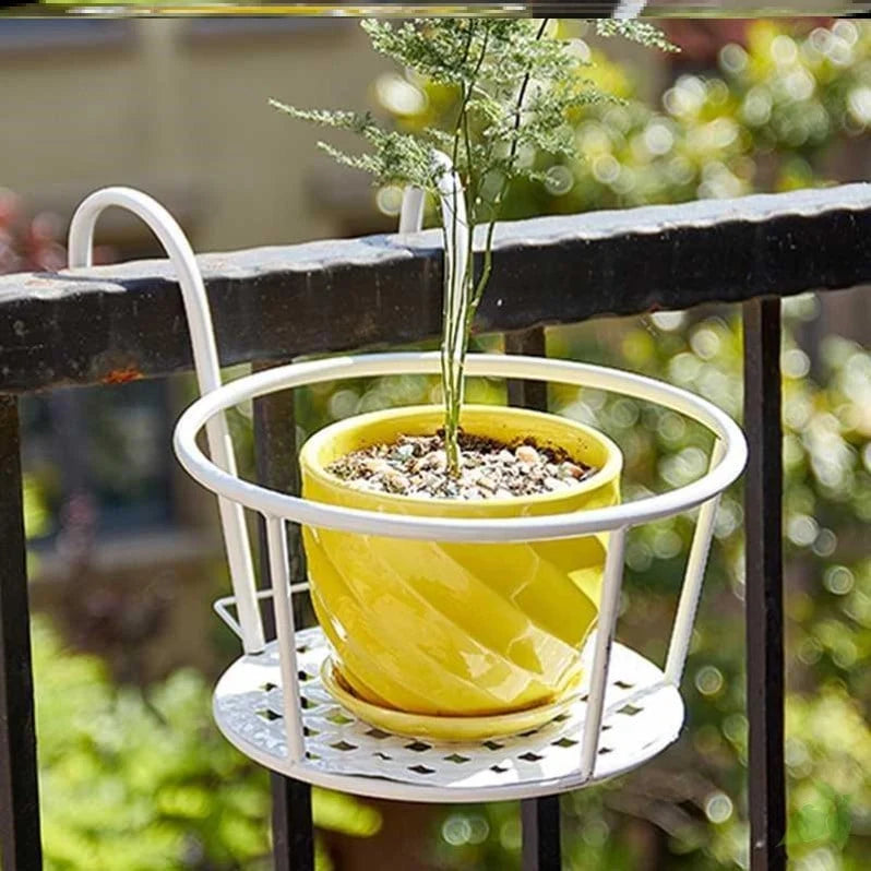 Hanging Plant Basket Iron No-Drill Railing Hook