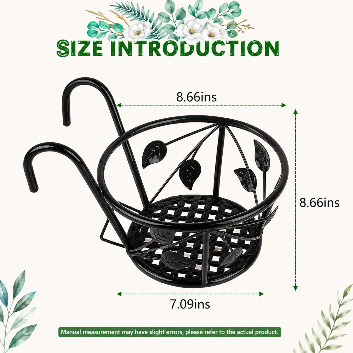 Hanging Plant Basket Iron No-Drill Railing Hook