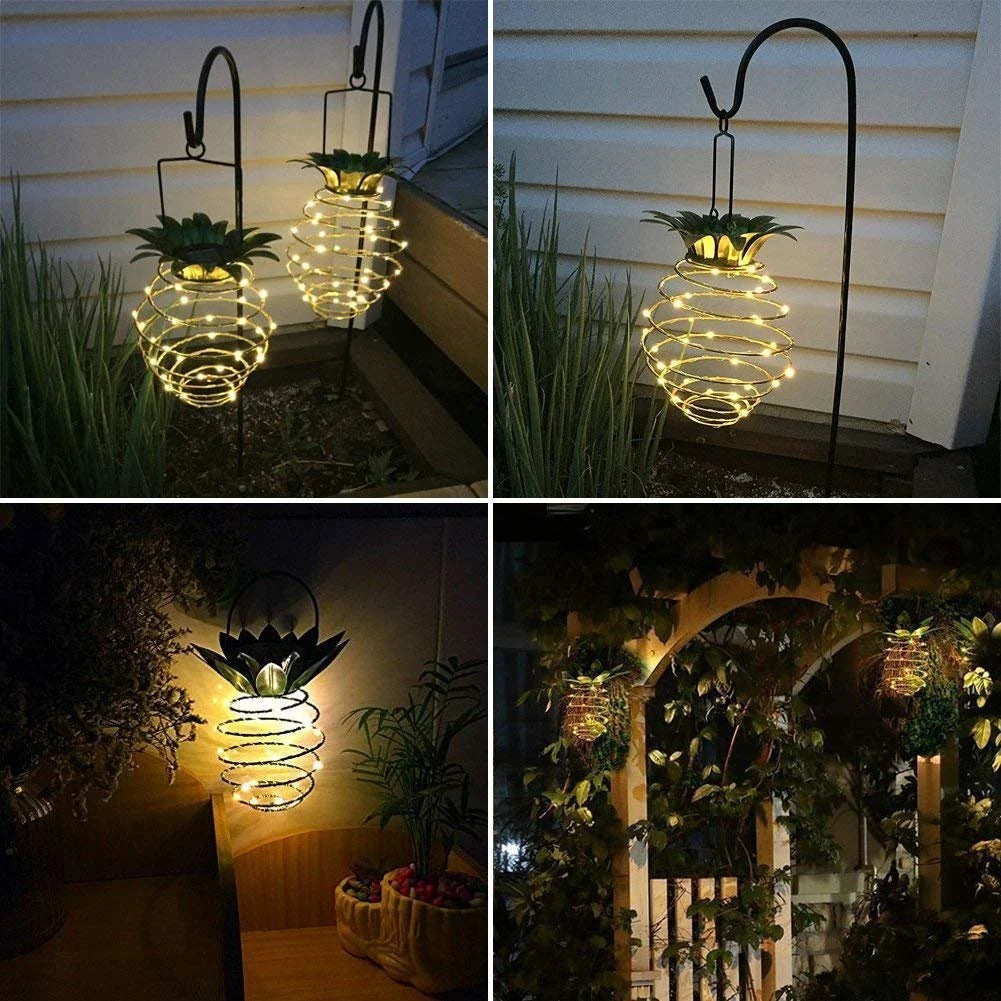 Hanging Solar Lantern Pineapple Design Solar-Powered 60 LED