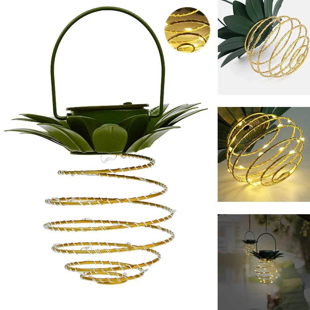 Hanging Solar Lantern Pineapple Design Solar-Powered 60 LED
