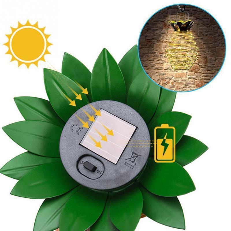 Hanging Solar Lantern Pineapple Design Solar-Powered 60 LED