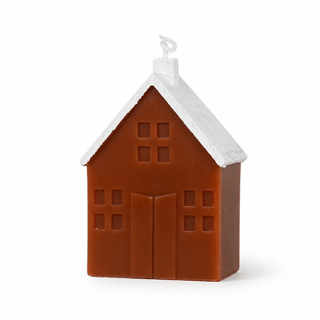 House-Shaped Scented Soy Candle With Painted Roof And Chimney