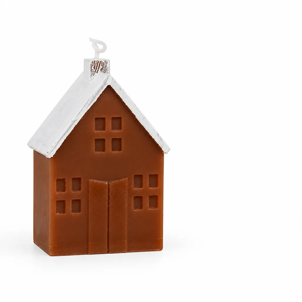 House-Shaped Scented Soy Candle With Painted Roof And Chimney