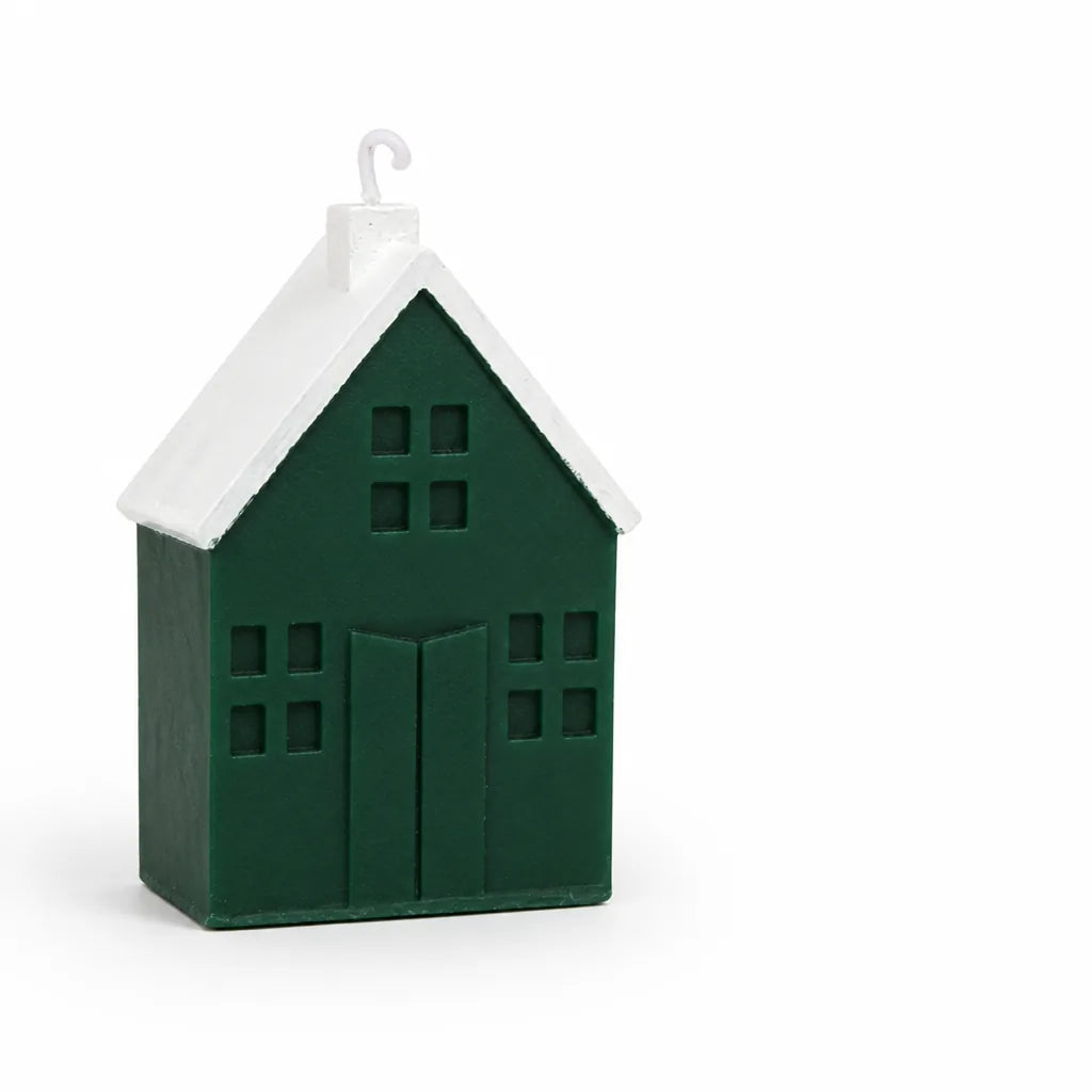 House-Shaped Scented Soy Candle With Painted Roof And Chimney