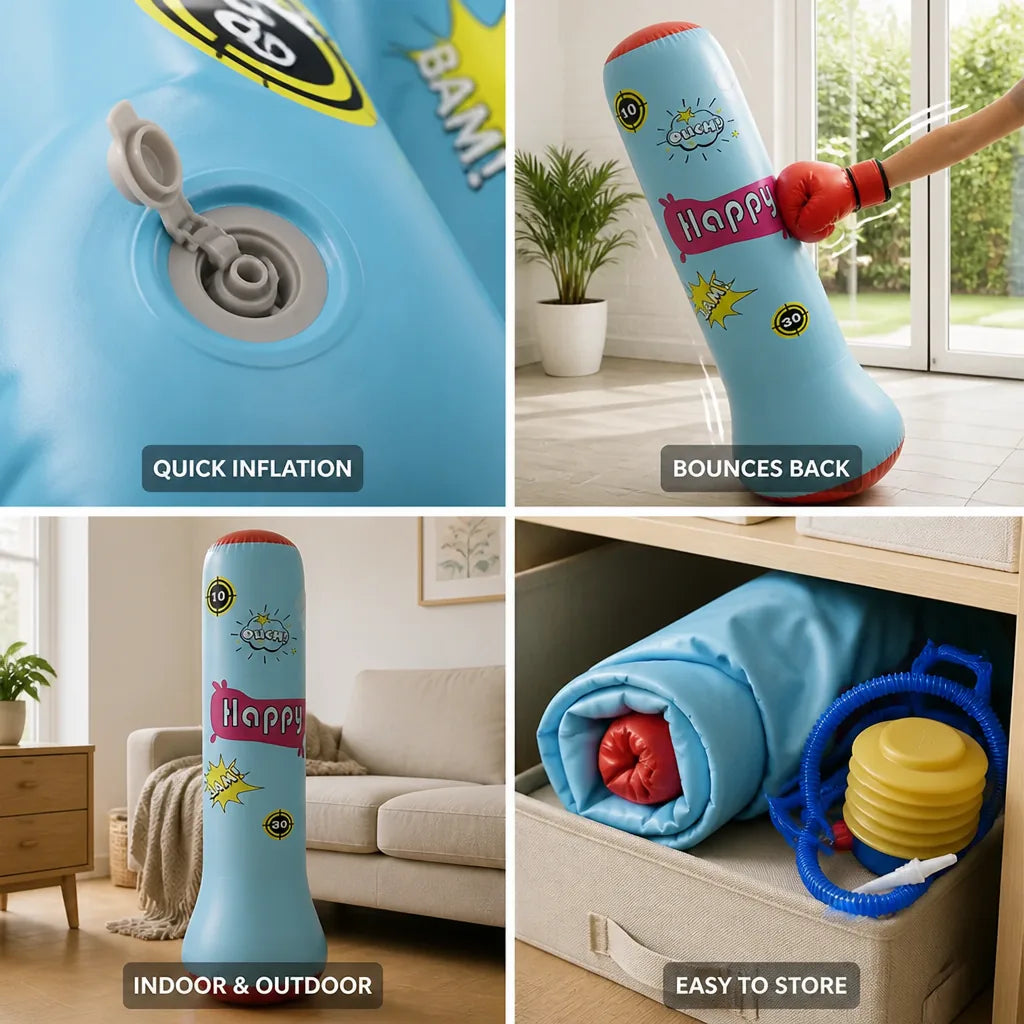 Inflatable Punching Bag Soft PVC Portable Indoor & Outdoor Training