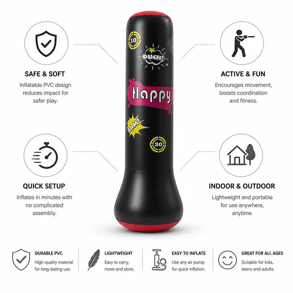 Inflatable Punching Bag Soft PVC Portable Indoor & Outdoor Training