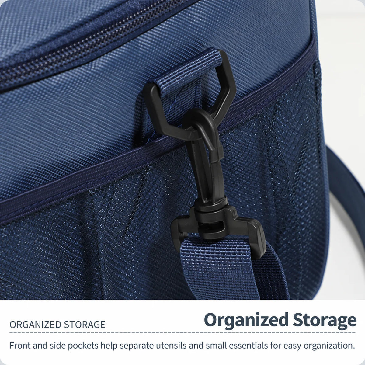 Insulated Lunch Cooler Bag PEVA Lined Leak-Resistant Removable Shoulder Strap