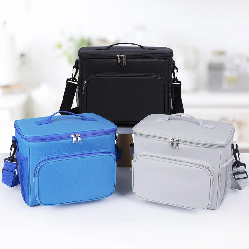 Insulated Lunch Cooler Bag PEVA Lined Leak-Resistant Removable Shoulder Strap