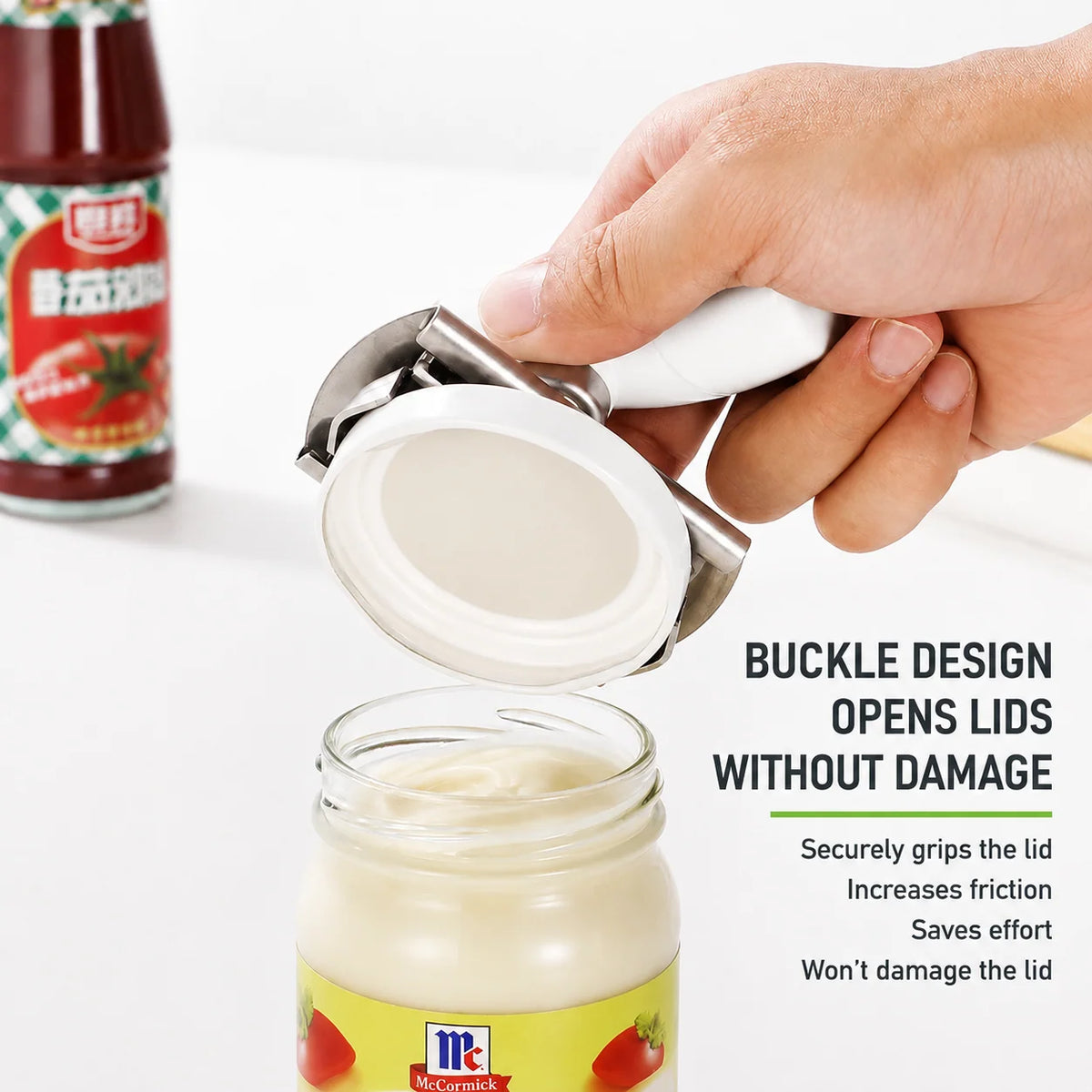 Jar Opener Adjustable Stainless Steel Grip Wide T-Handle