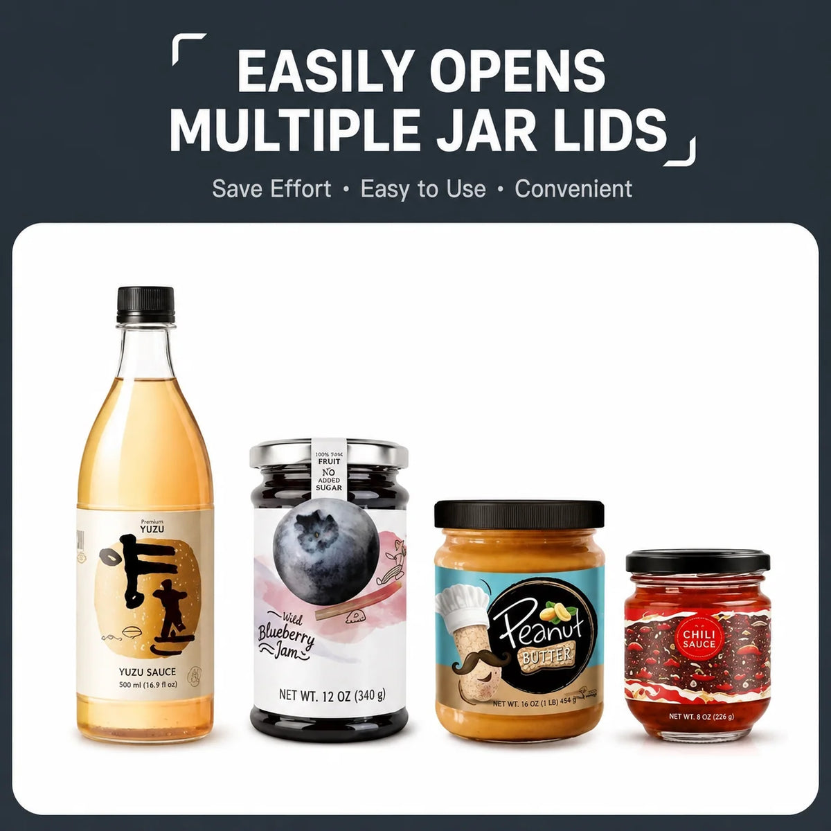 Jar Opener Adjustable Stainless Steel Grip Wide T-Handle