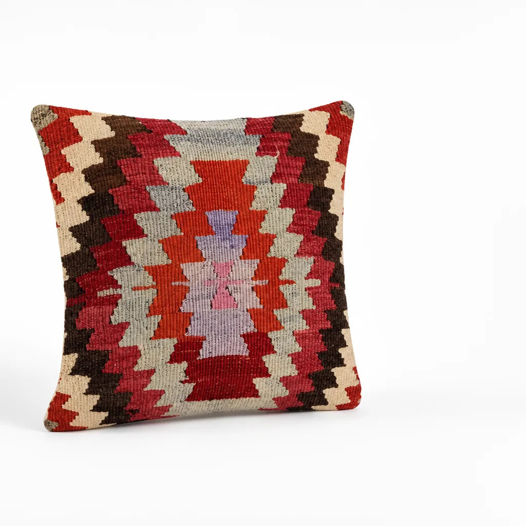 Kilim-Style Geometric Pattern Cushion Cover (Cover Only, 45x45 cm)