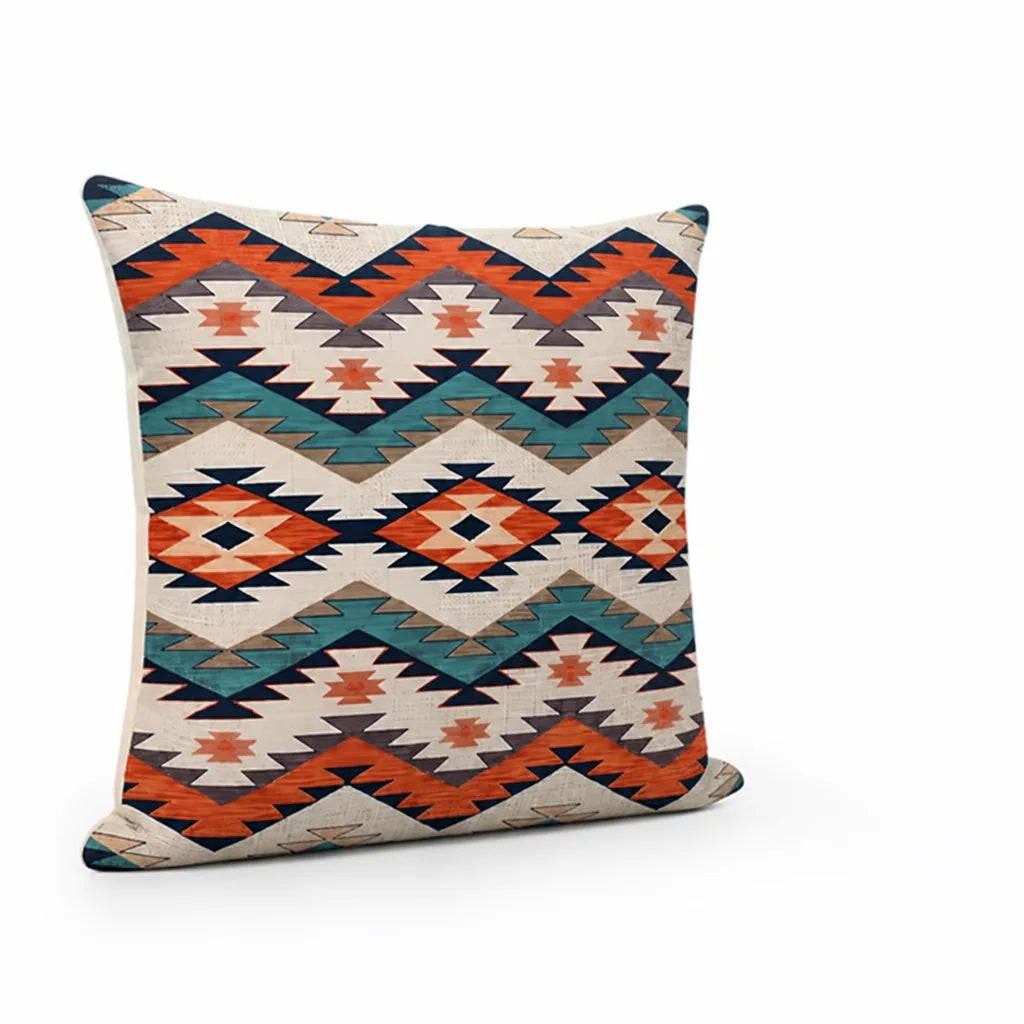 Kilim-Style Geometric Pattern Cushion Cover (Cover Only, 45x45 cm)