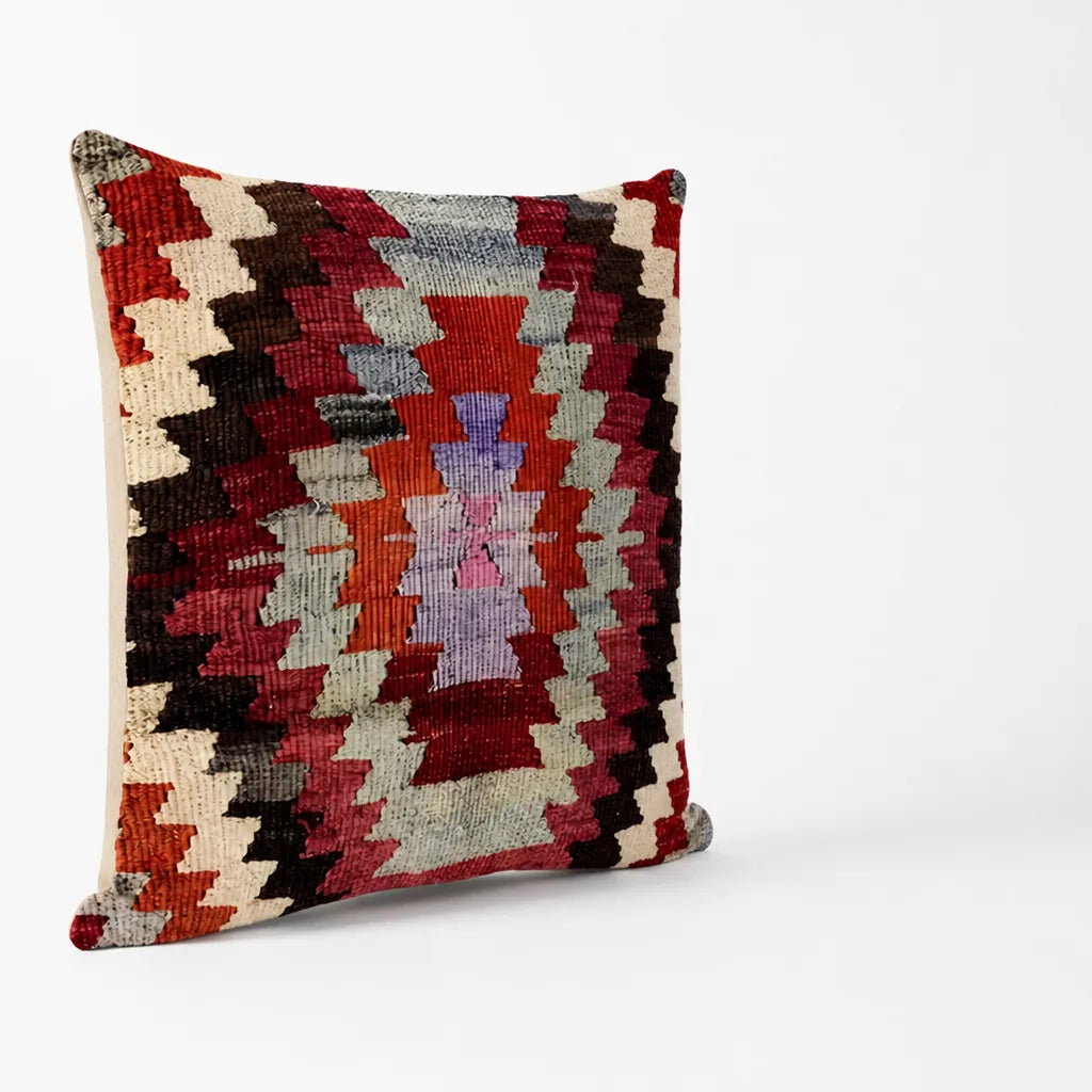 Kilim-Style Geometric Pattern Cushion Cover (Cover Only, 45x45 cm)