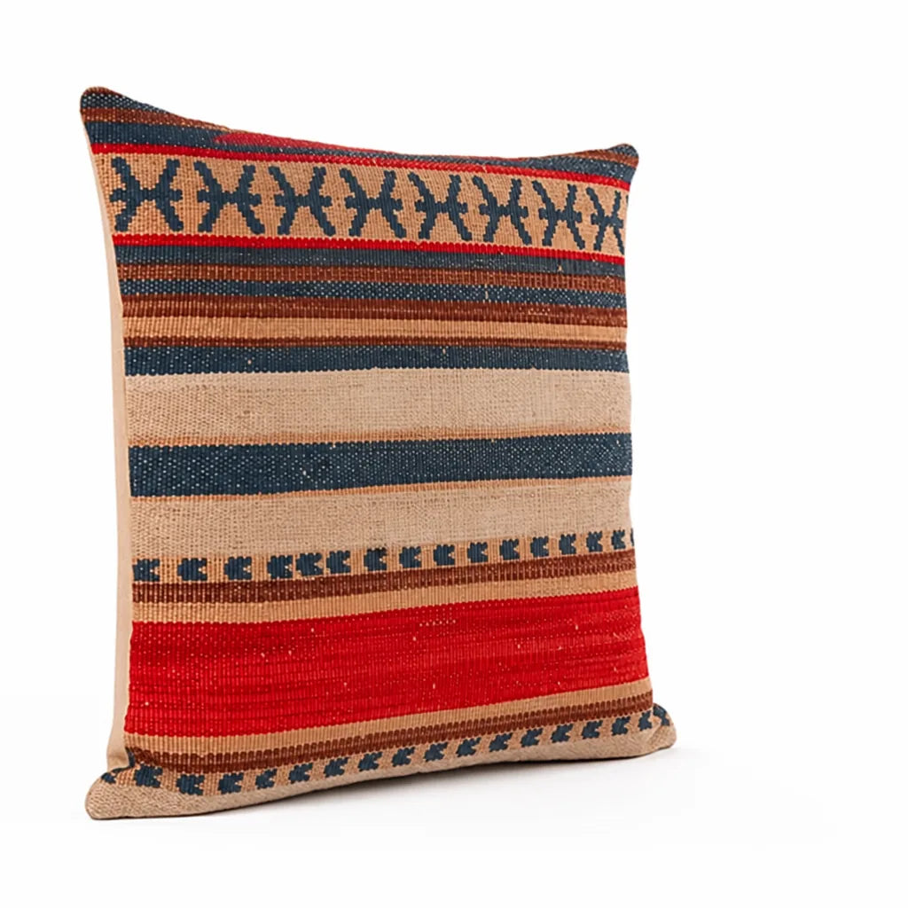 Kilim-Style Geometric Pattern Cushion Cover (Cover Only, 45x45 cm)