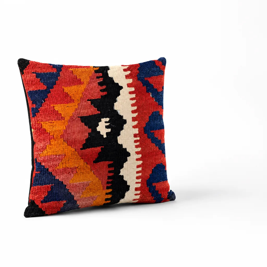 Kilim-Style Geometric Pattern Cushion Cover (Cover Only, 45x45 cm)