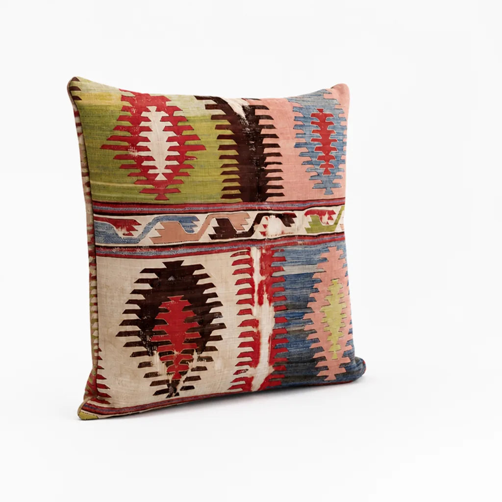 Kilim-Style Geometric Pattern Cushion Cover (Cover Only, 45x45 cm)