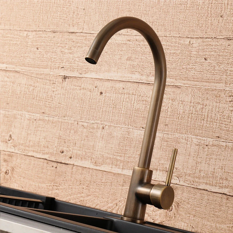 Kitchen Faucet 304 Stainless Steel 360° Swivel Antique Brass Finish