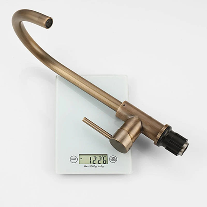 Kitchen Faucet 304 Stainless Steel 360° Swivel Antique Brass Finish