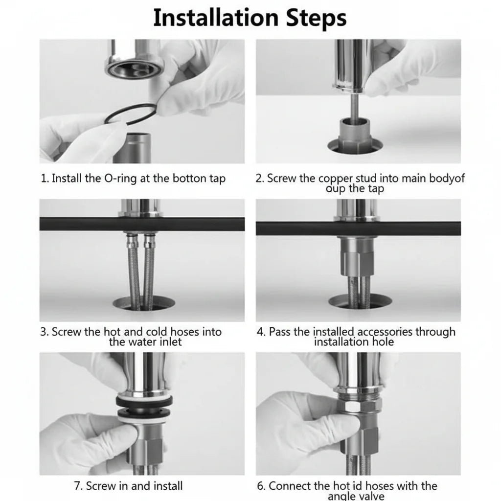 Kitchen Faucet 360° Swivel Integrated Spray Stainless Steel