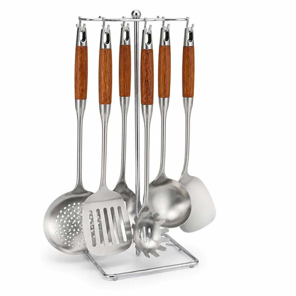 Kitchen Utensil Set Stainless Steel & Wood Handles