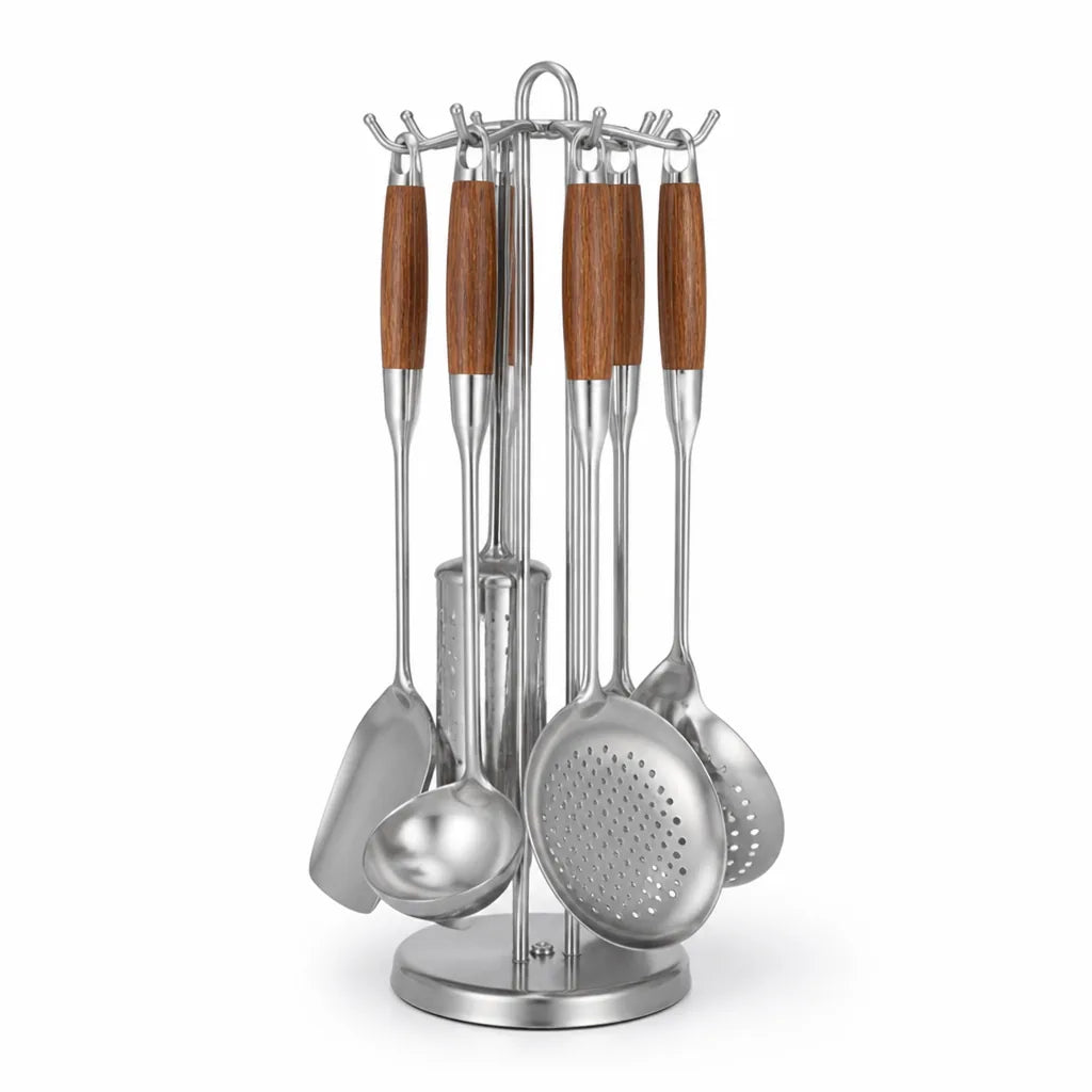 Kitchen Utensil Set Stainless Steel & Wood Handles
