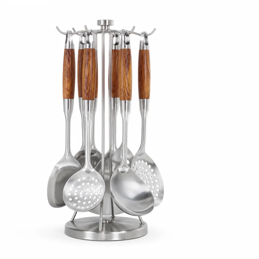 Kitchen Utensil Set Stainless Steel & Wood Handles