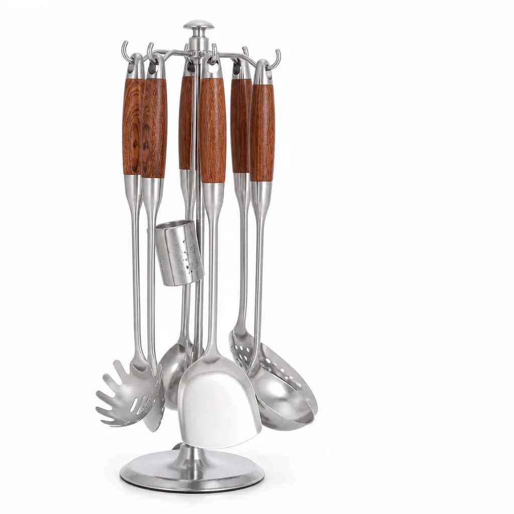 Kitchen Utensil Set Stainless Steel & Wood Handles