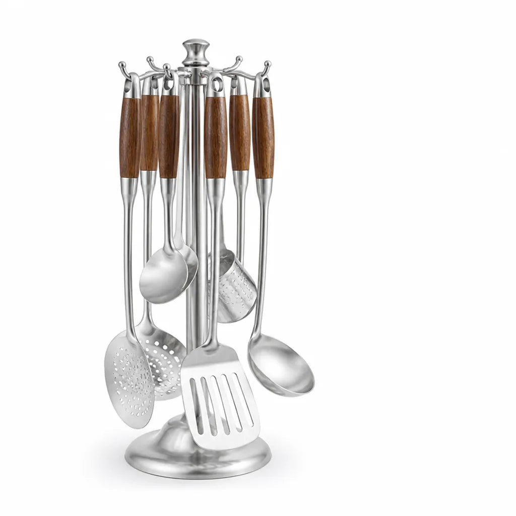 Kitchen Utensil Set Stainless Steel & Wood Handles