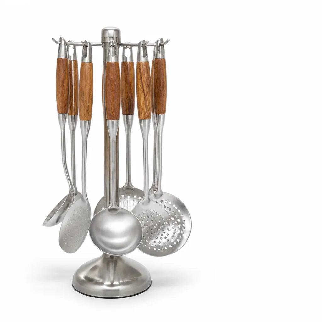 Kitchen Utensil Set Stainless Steel & Wood Handles
