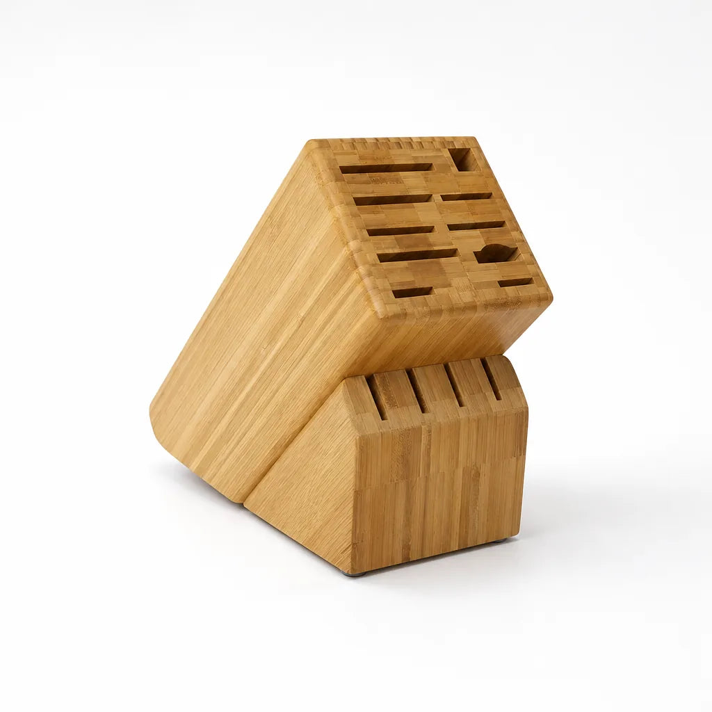Knife Block Bamboo Angled Multi-Slot & Non-Slip Base