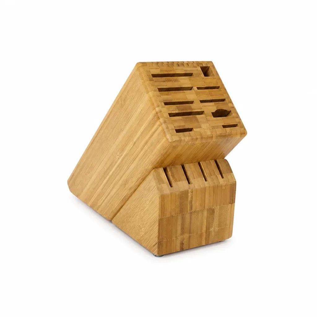 Knife Block Bamboo Angled Multi-Slot & Non-Slip Base