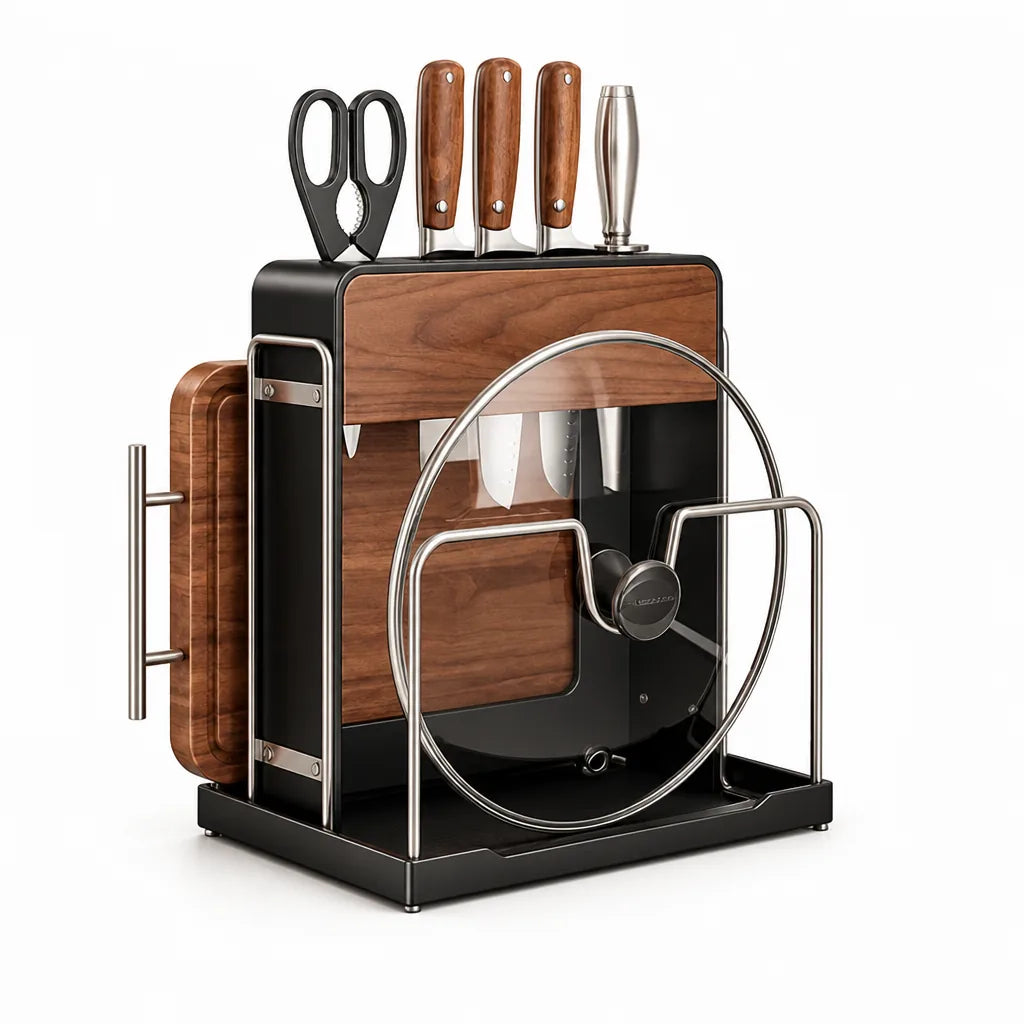 Knife Block Walnut Wood Chopstick & Utensil Holders