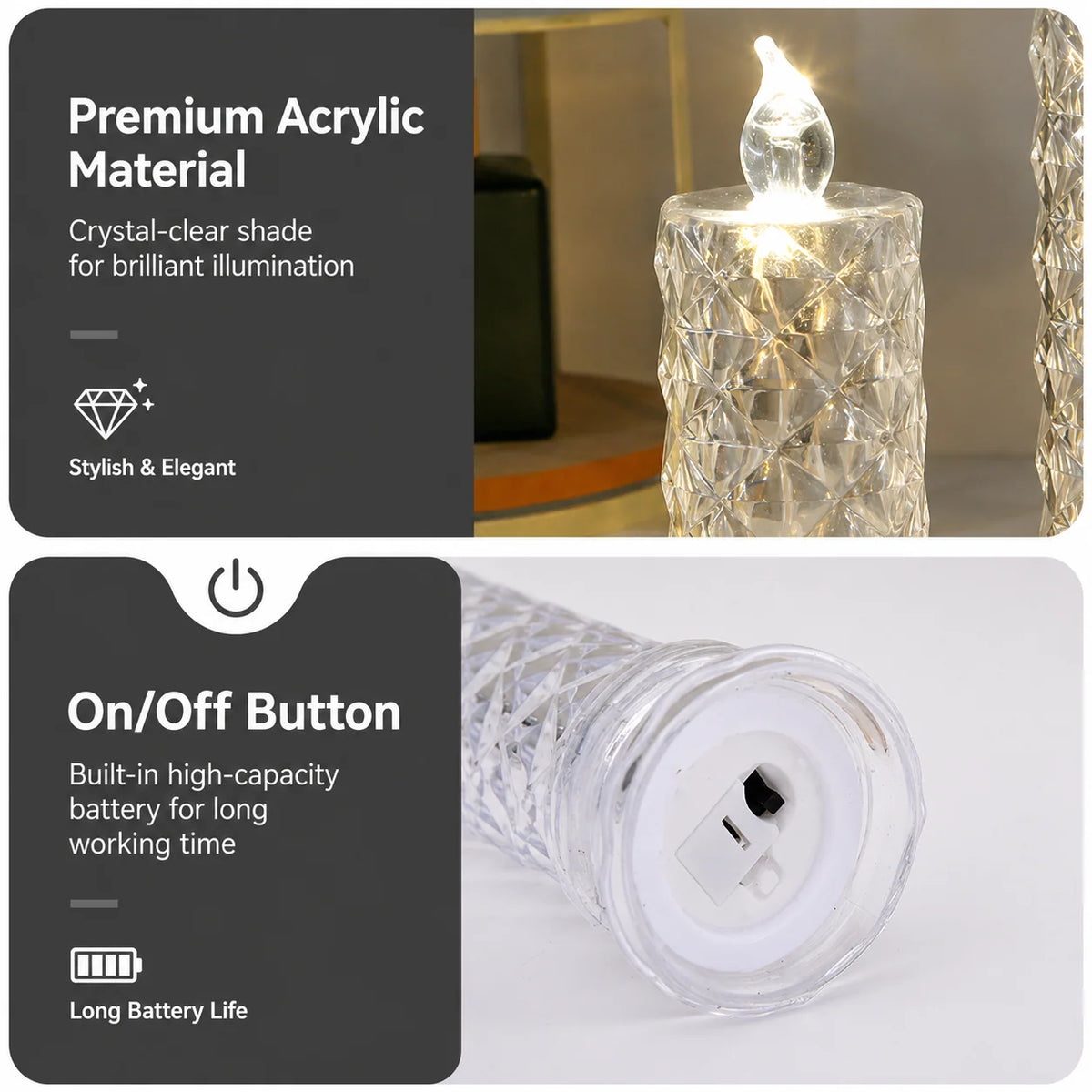 LED Candle Flameless Color-Changing Waterproof 6-Hour Timer
