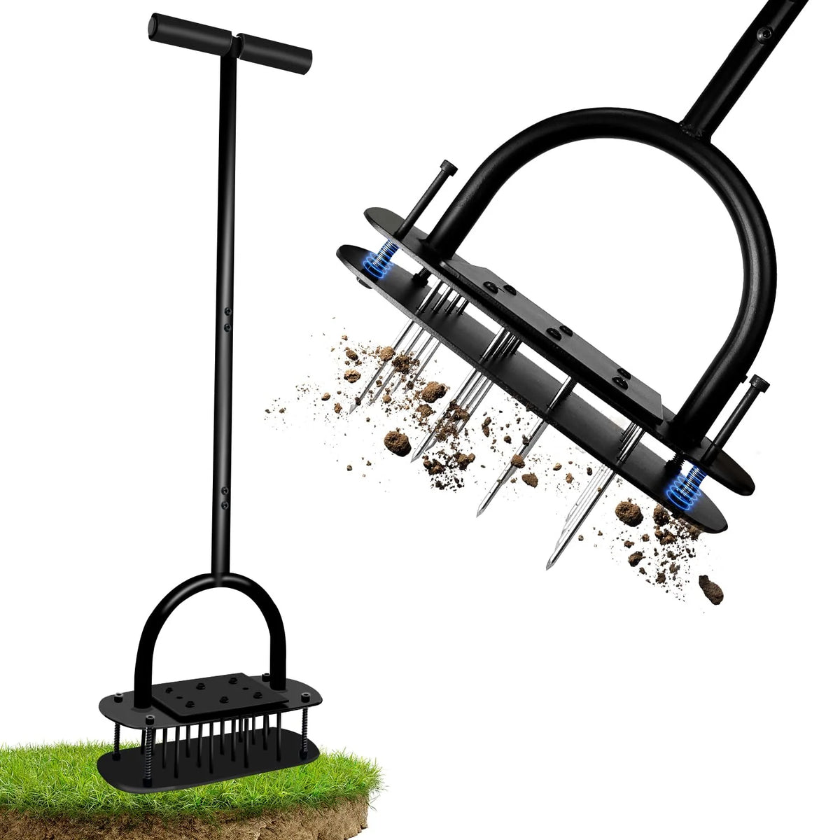 Lawn Coring Aerator Spring-Assisted Iron 41-Inch T-Handle