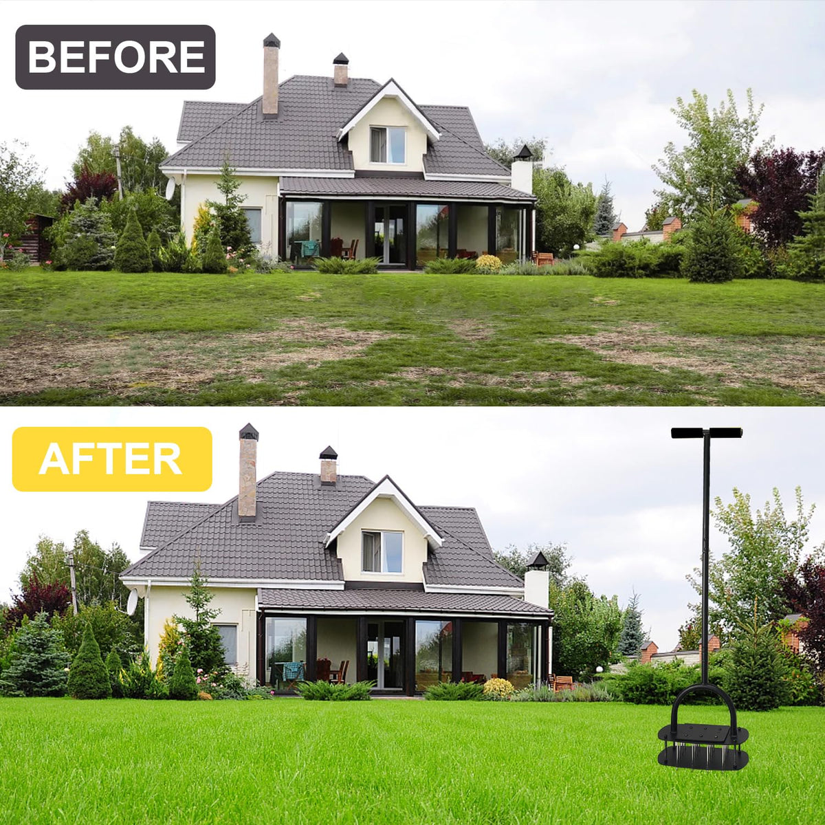 Lawn Coring Aerator Spring-Assisted Iron 41-Inch T-Handle