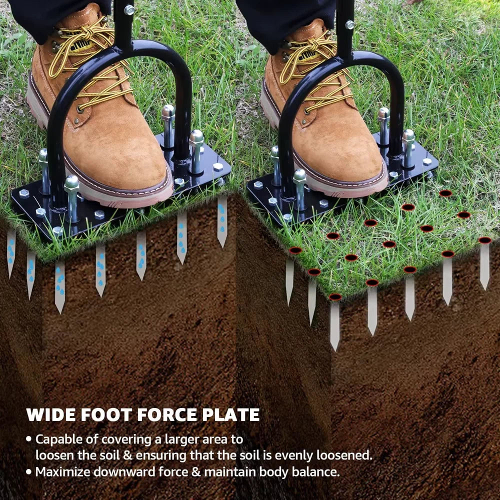 Lawn Coring Aerator Spring-Assisted Iron 41-Inch T-Handle