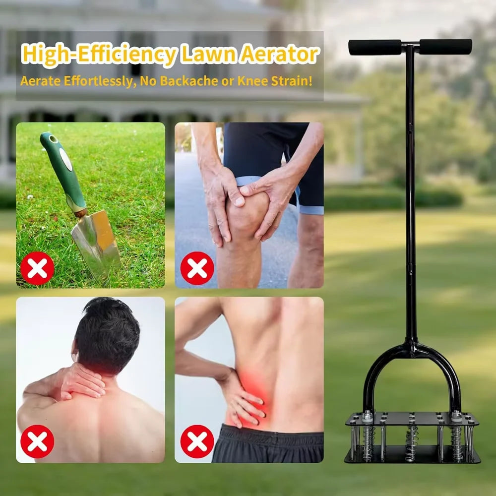 Lawn Coring Aerator Spring-Assisted Iron 41-Inch T-Handle