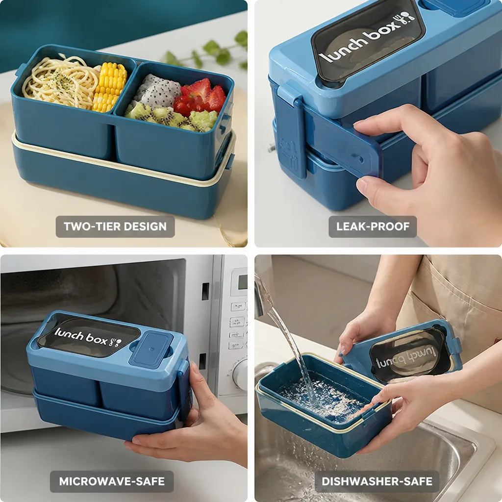 Lunch Box Two-Tier Leak-Proof Microwave-Safe