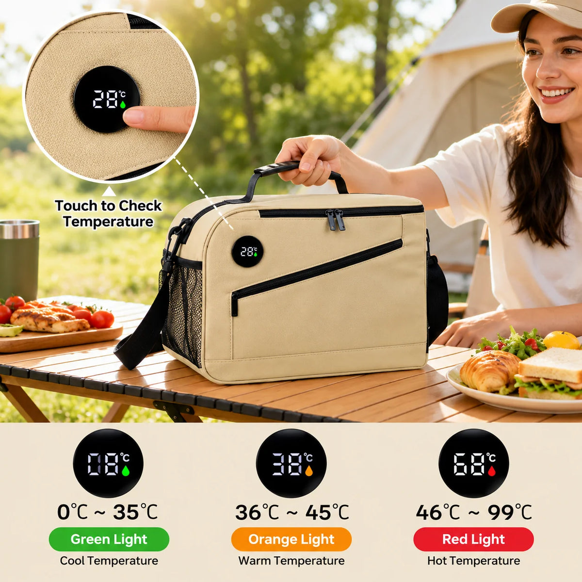 Lunch Cooler Insulated Digital Temperature Display