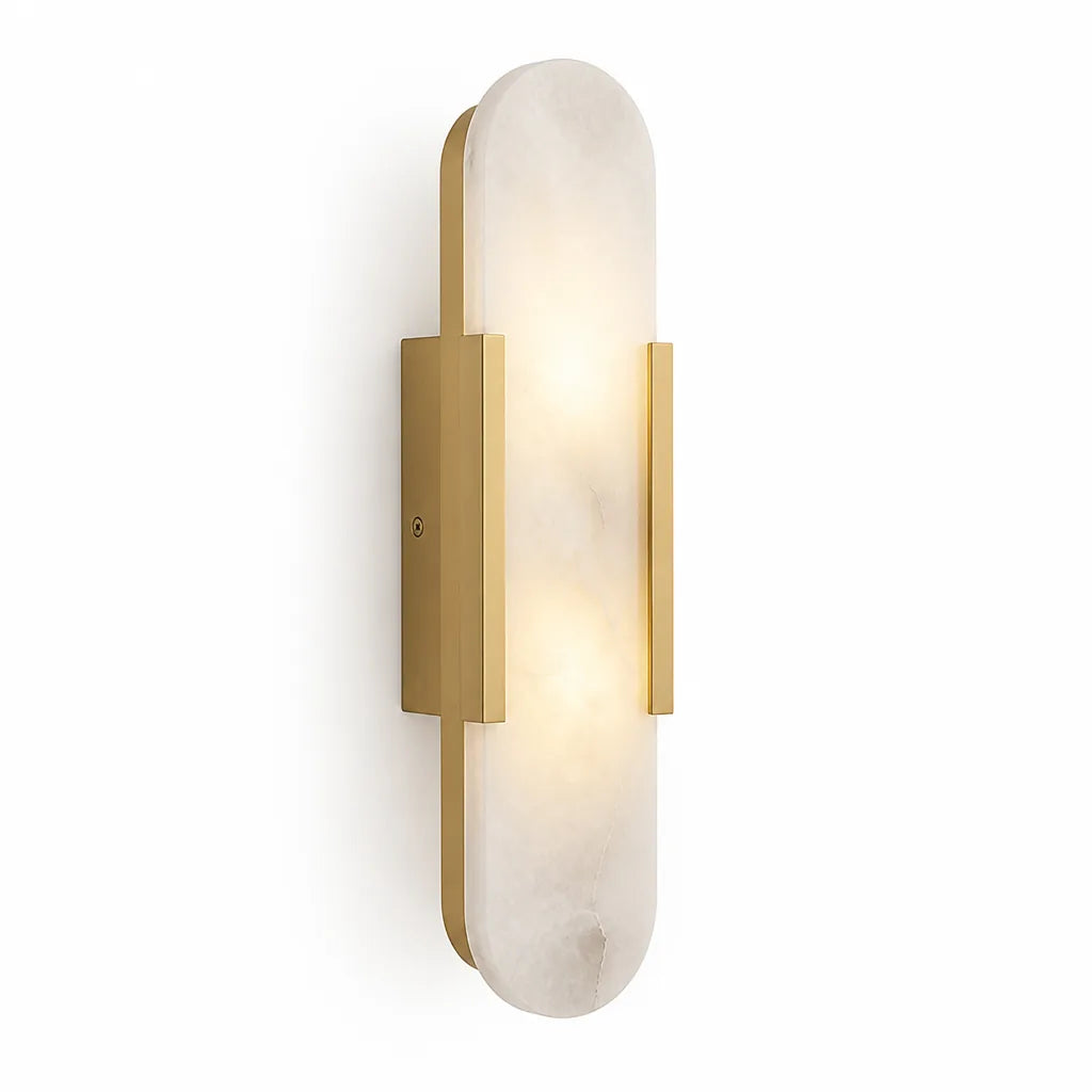 Marble And Metal Soft Ambient Wall Sconce (Hard-Wired, Dimmable)