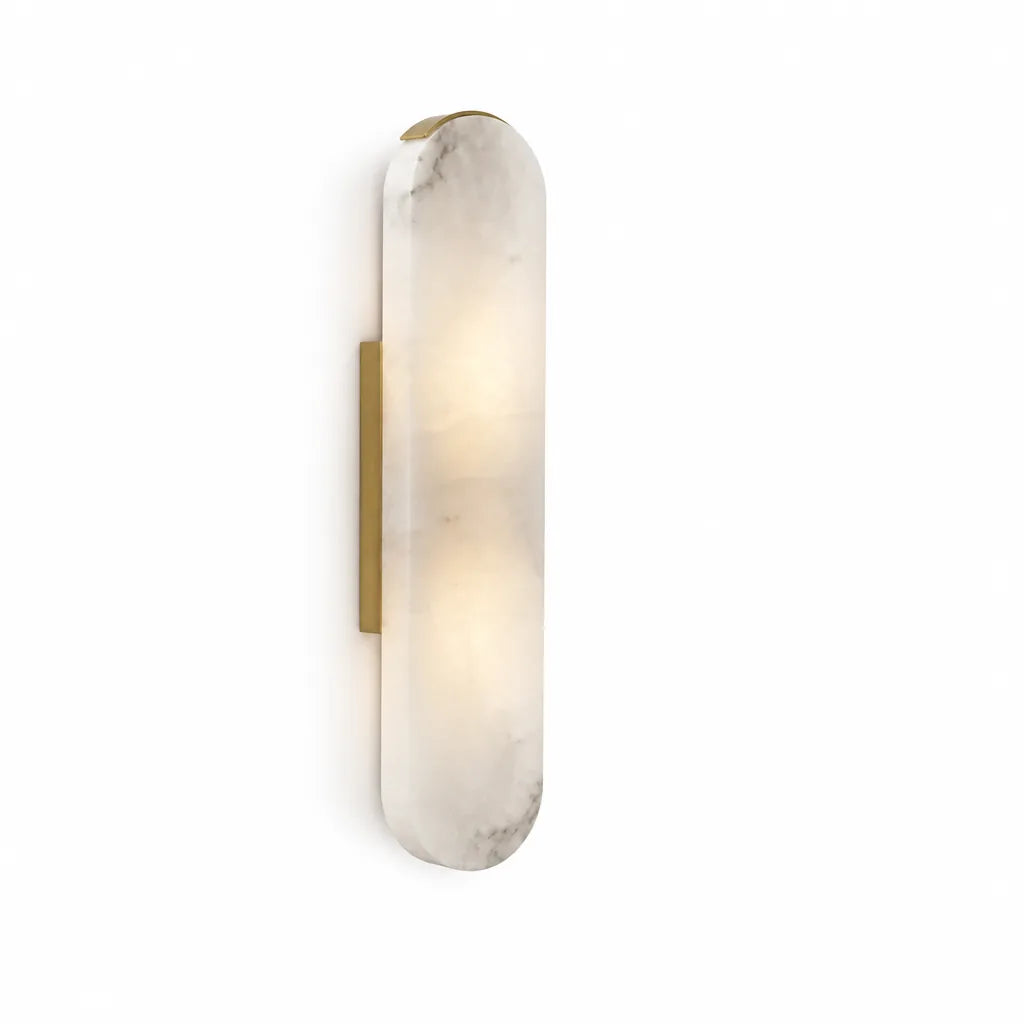 Marble And Metal Soft Ambient Wall Sconce (Hard-Wired, Dimmable)