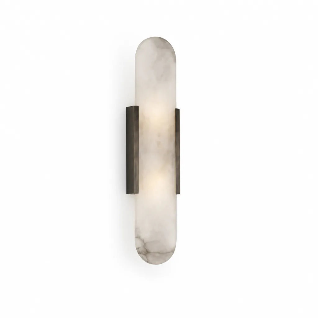 Marble And Metal Soft Ambient Wall Sconce (Hard-Wired, Dimmable)