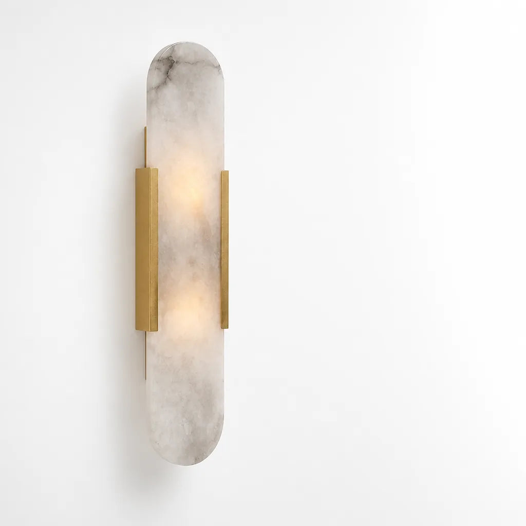 Marble And Metal Soft Ambient Wall Sconce (Hard-Wired, Dimmable)