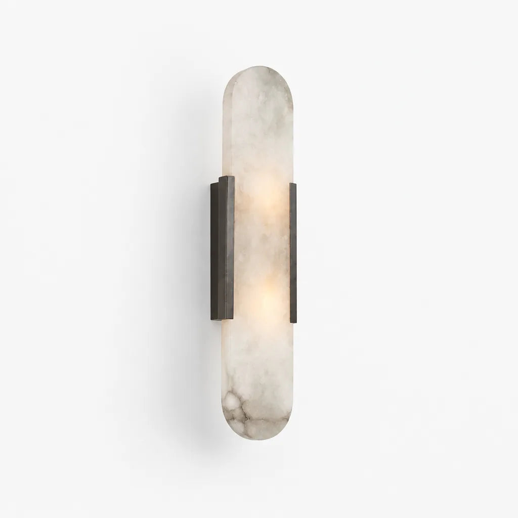 Marble And Metal Soft Ambient Wall Sconce (Hard-Wired, Dimmable)