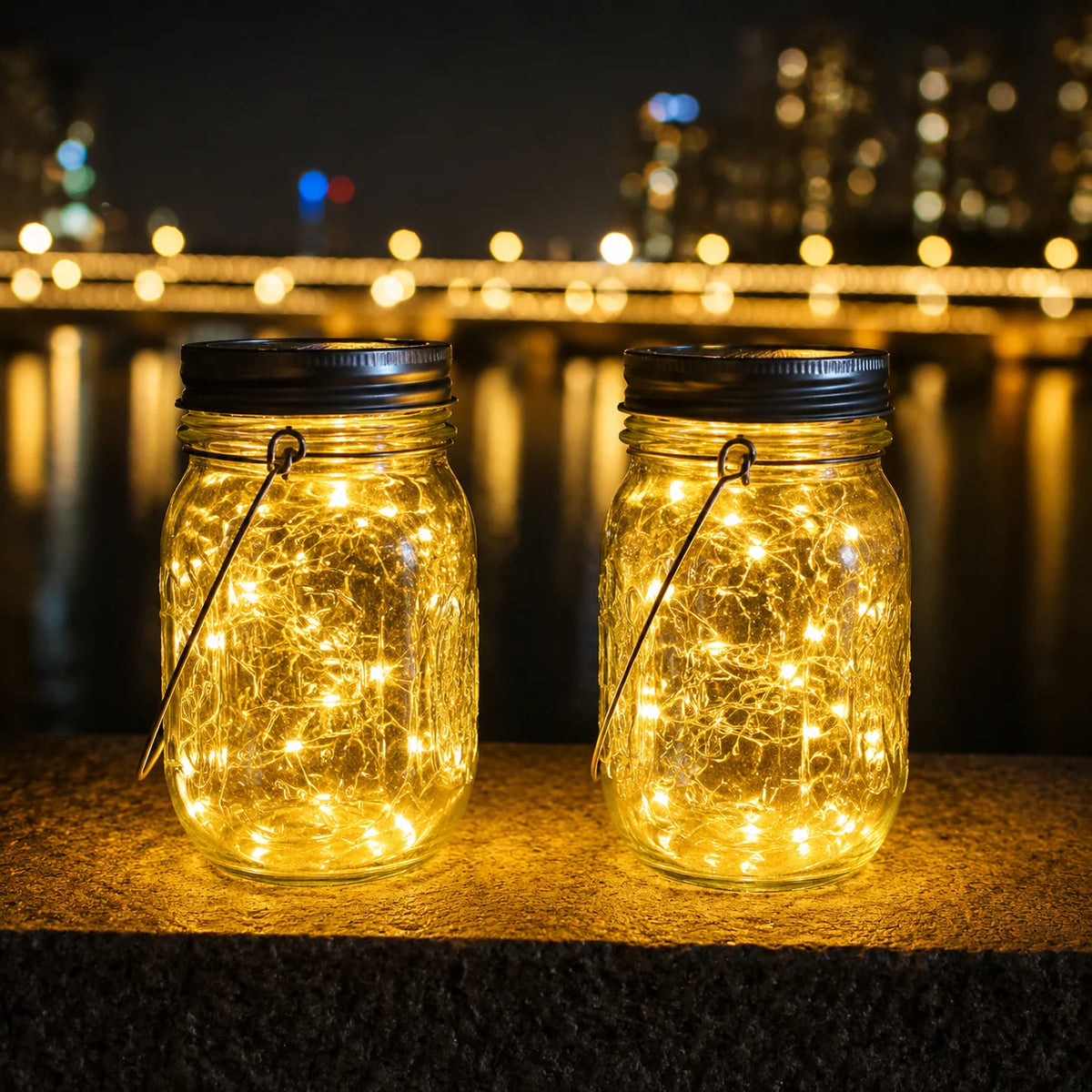 Mason Jar Lights Solar Powered Waterproof Set of 2
