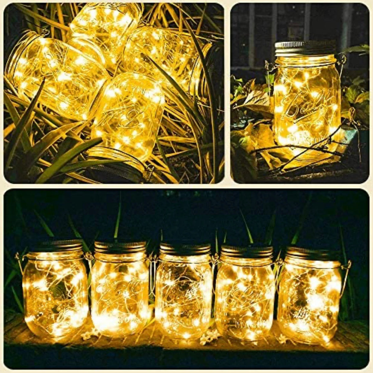 Mason Jar Lights Solar Powered Waterproof Set of 2