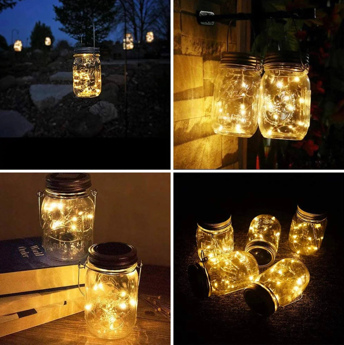 Mason Jar Lights Solar Powered Waterproof Set of 2