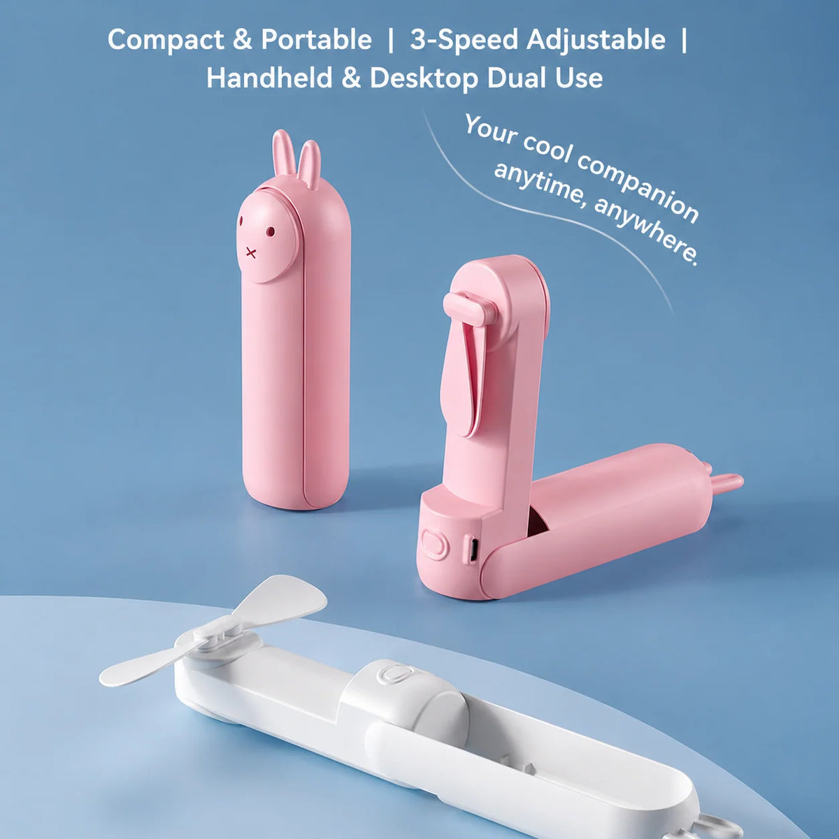Mini Fan Handheld & Desktop USB Rechargeable Quiet Operation