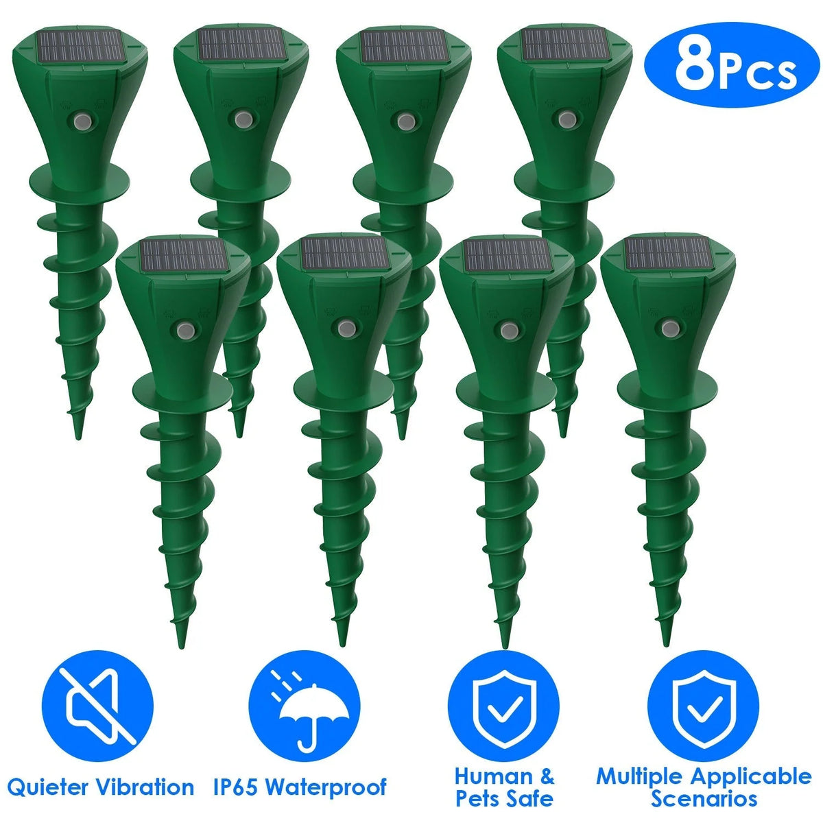 Mole Repellent Stakes Solar-Powered Vibrating Waterproof